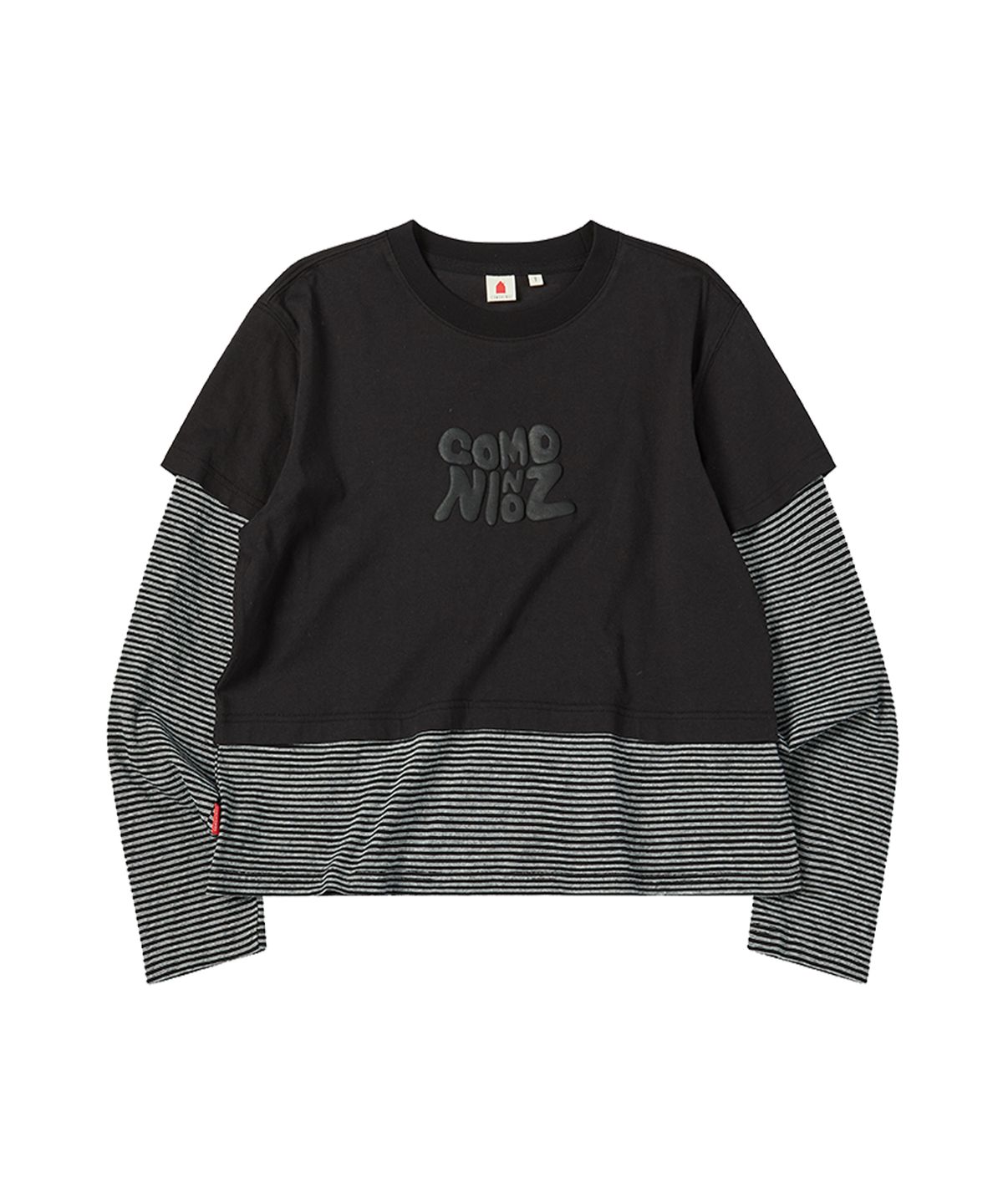 꼬모니노즈(COMONINOZ) W LAYERED T-SHIRT [BLACK]