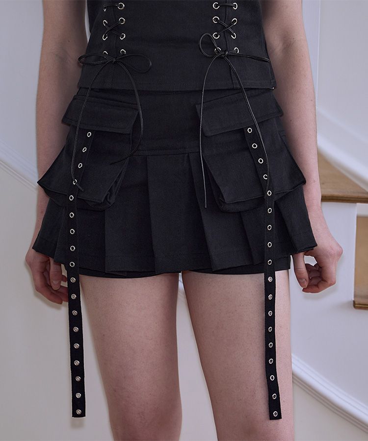 ◎ROSEFRANTZ◎ Rose Layered Mini Skirt Black RS23FWSK-02BK 3D Rose Skort – Fashion Force