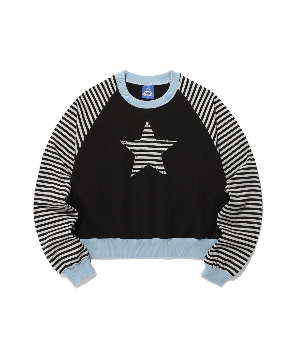이스트쿤스트(ISTKUNST) STAR APPLIQUE RAGLAN SWEATSHIRTS_BLACK(IK2FSMM444A)