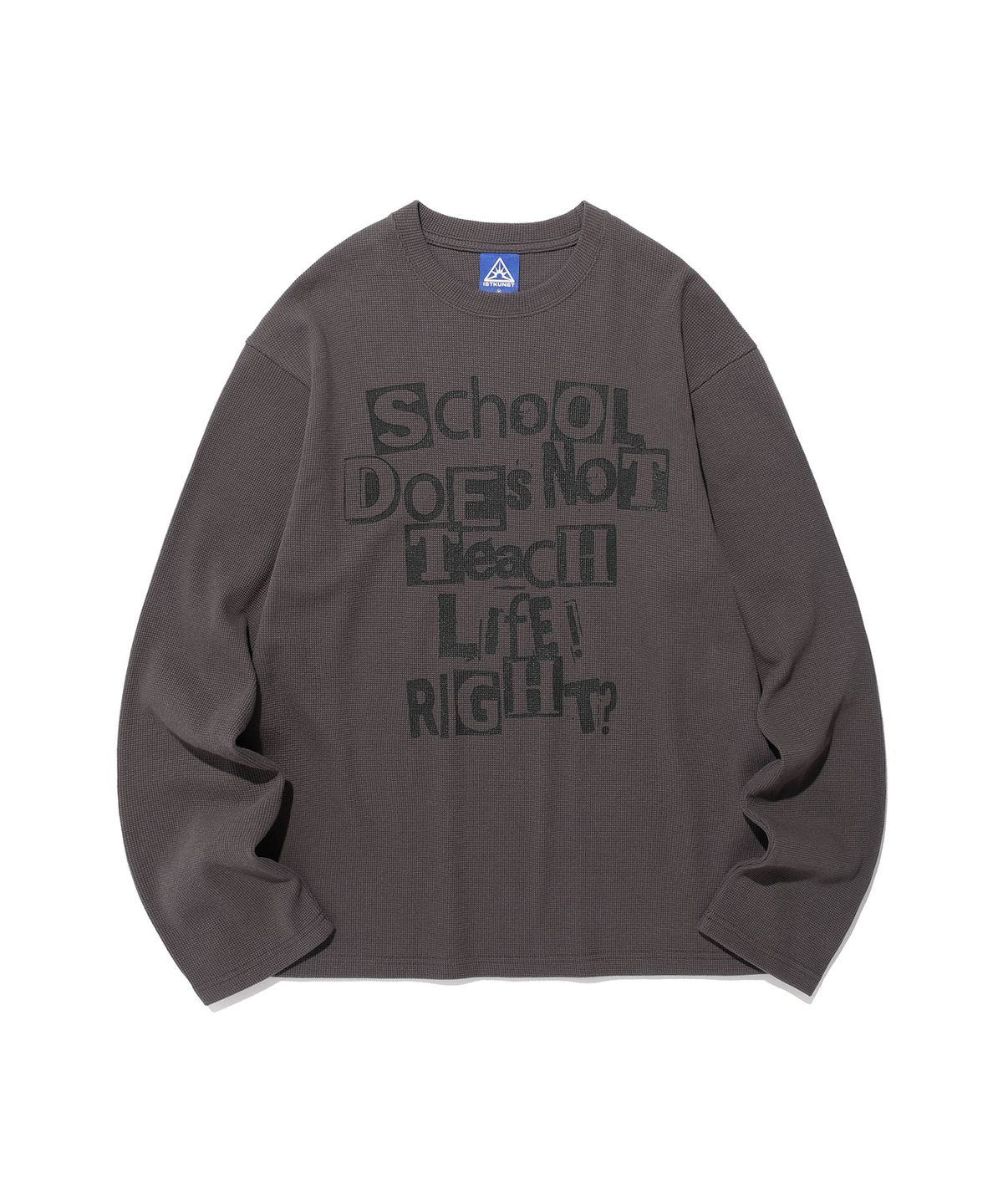 이스트쿤스트(ISTKUNST) DOES NOT TEACH WAFFLE LS TEE_CHARCOAL(IK2FSMT551A)
