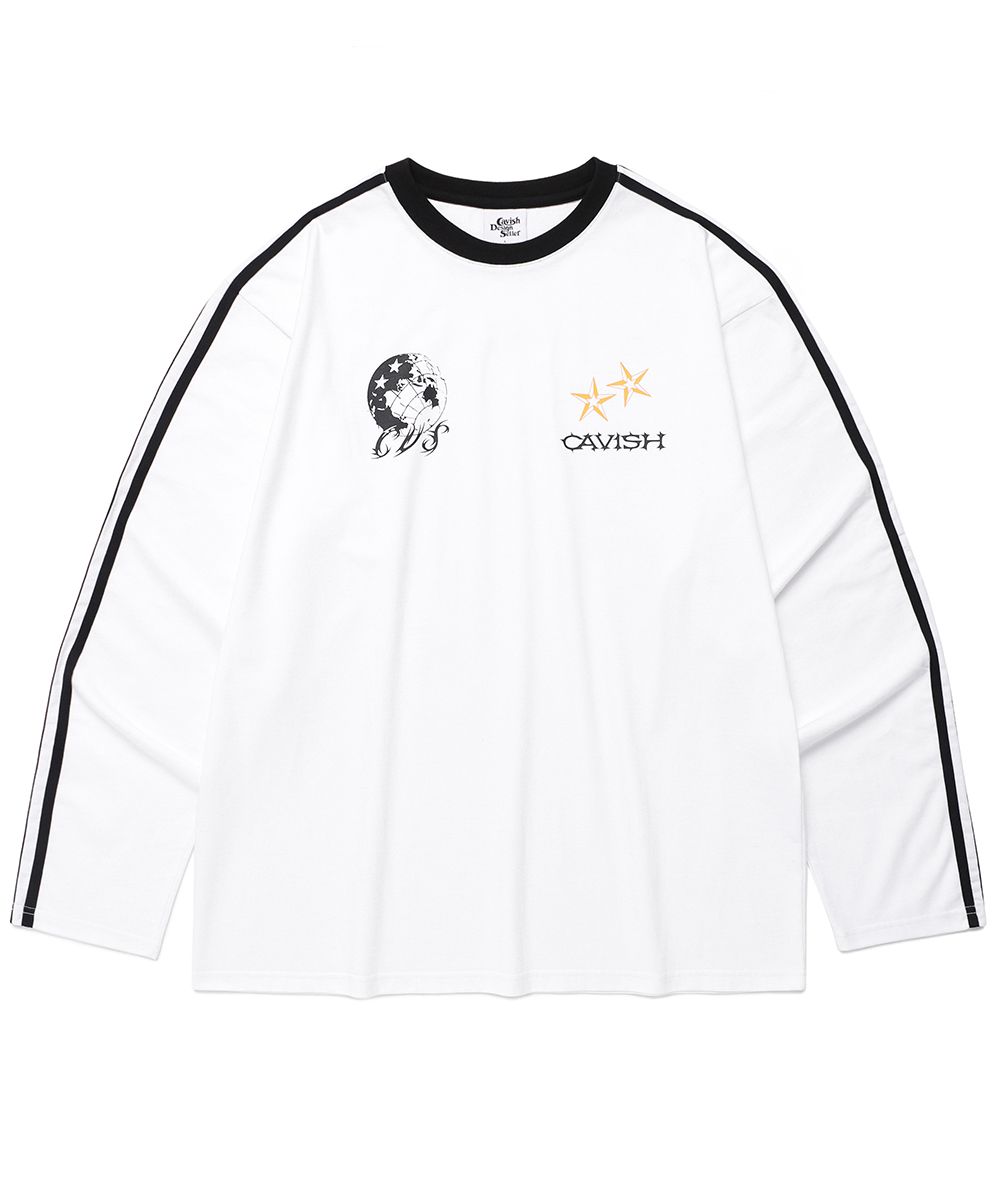 ◆25SS CAVISH GLOBE FOOTBALL LS TEE/3色◆ MUSINSA | CAVISH GLOBE FOOTBALL LS TEE WHITE(CV2FSUT552A)