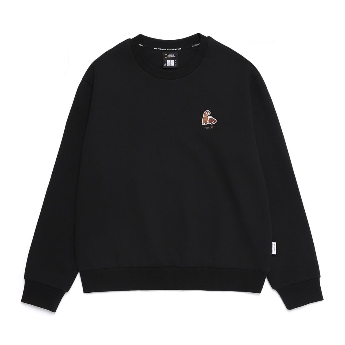 내셔널지오그래픽(NATIONALGEOGRAPHIC) N251WSW040 여성 동물와펜 세미오버핏 크롭 맨투맨 CARBON BLACK