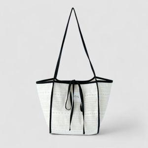 자수 레이스 더블 캔버스 숄더백 _ [블랙]