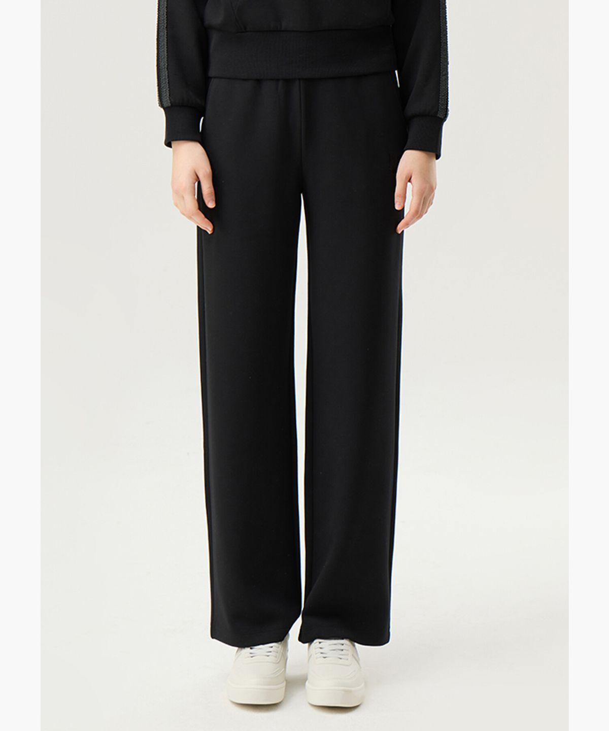 르꼬끄(LECOQ) 우먼스 모달 더블텐션 스트레이트 팬츠 - 블랙(QQ122OFP11)