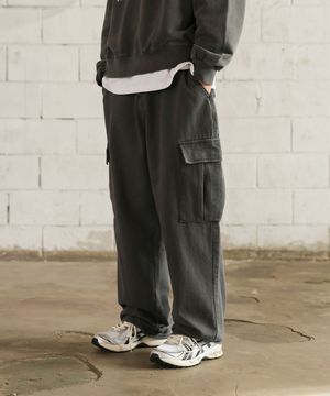 카고 포켓 와이드 면팬츠