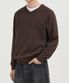 래글런 브이넥 니트 (BROWN)