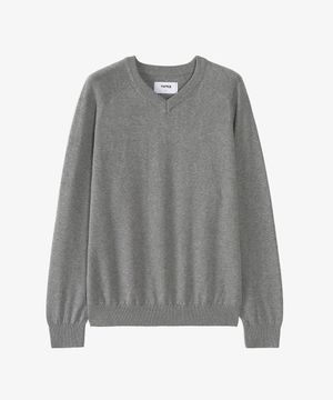 래글런 브이넥 니트 (GREY)