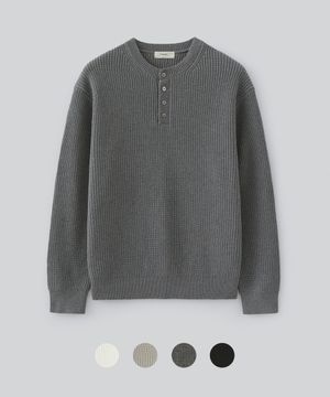 헤비 코튼 헨리넥 니트 (4COLOR)