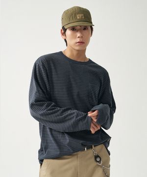 빈티지 스트라이프 롱슬리브_네이비