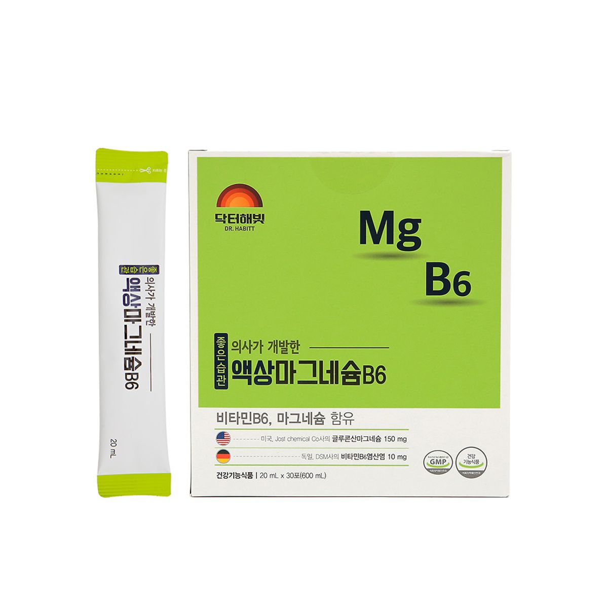 닥터해빛(DR.HABITT) 의사들이 개발한 마시는 액상 마그네슘 B6 20ml X 30포(30일분)