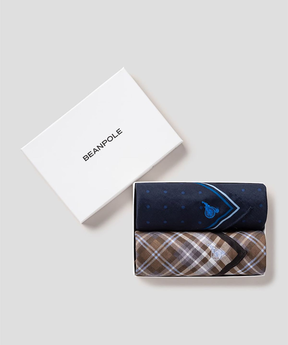 빈폴 액세서리(BEANPOLE ACCESSORY) 멀티 체크 손수건 2매 세트 - 브라운