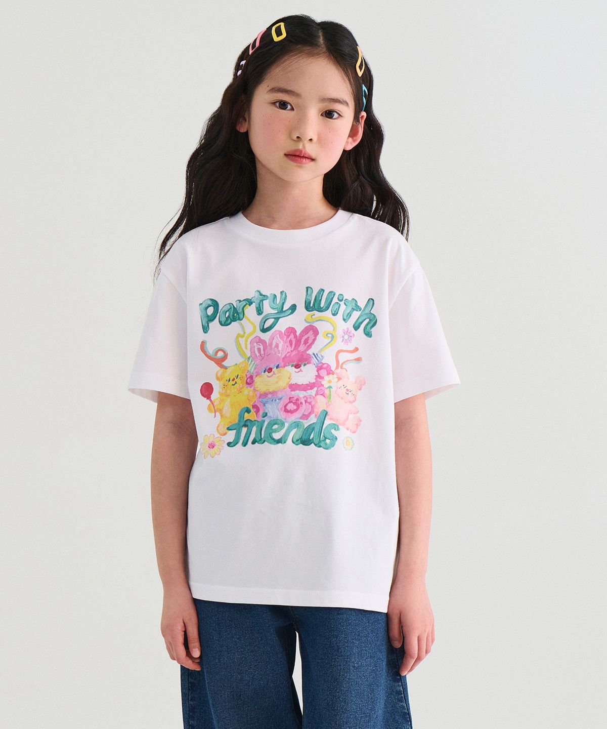무신사 스탠다드 키즈(MUSINSA STANDARD KIDS) 프렌즈 릴렉스드 티셔츠 [화이트]