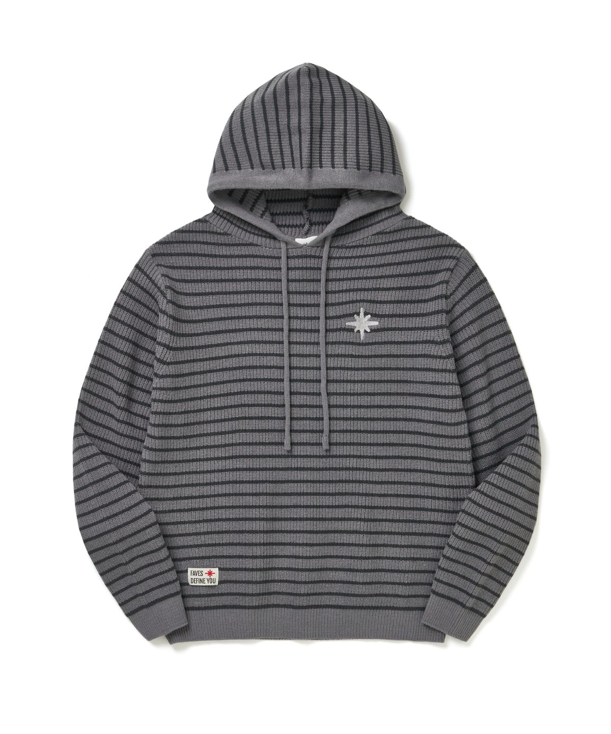 더파코(THE FACO) FAVICON LOGO STRIPE KNIT HOODY CHARCOAL