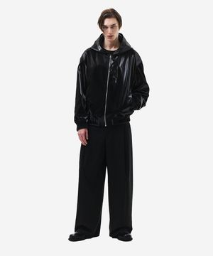 하이그로시 레더 후드 점퍼 블랙 ZH2LT206BK