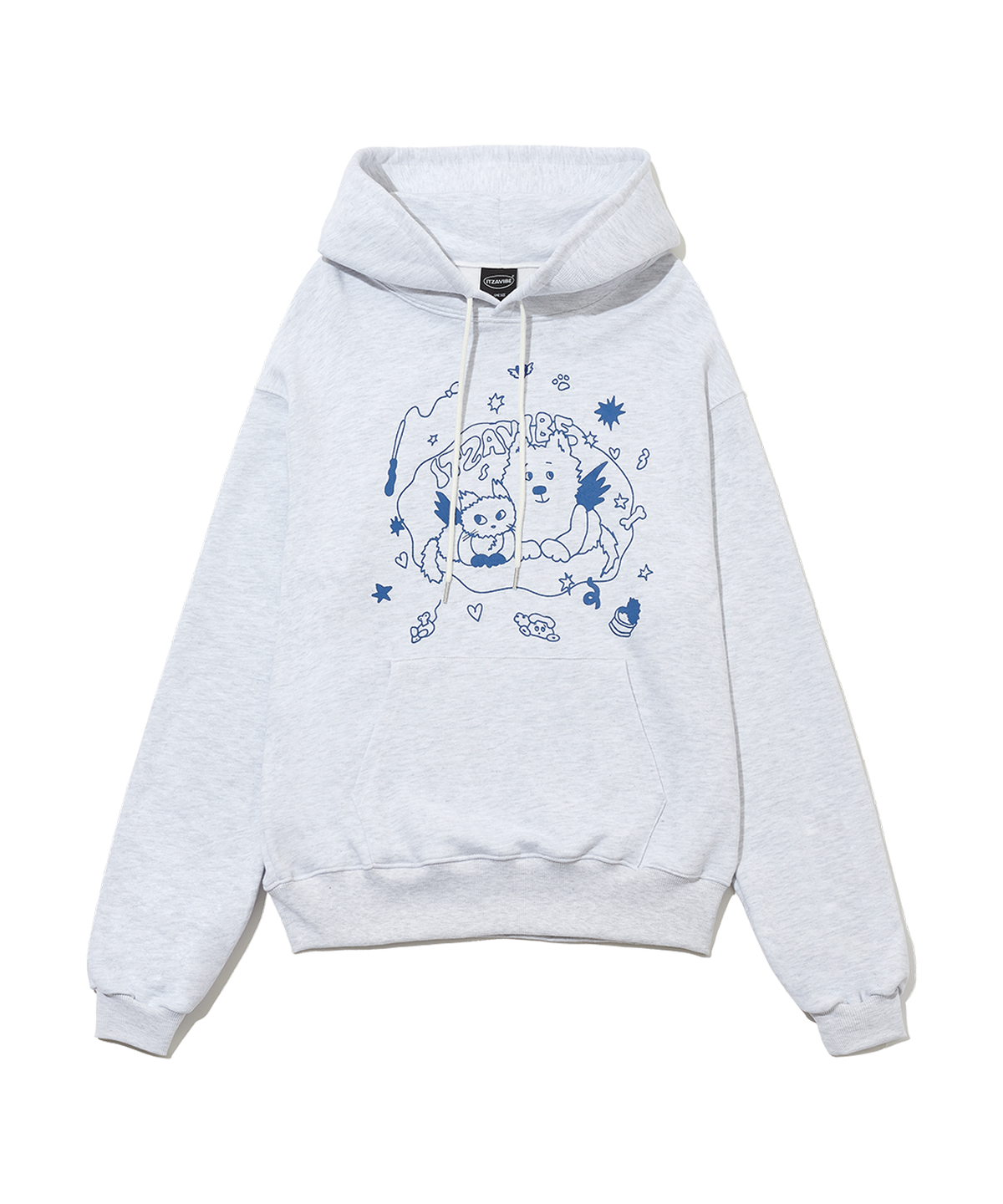 잇자바이브(ITZAVIBE) CAT&DOG IN SWEET HOME HOODIE - LIGHT GRAY