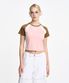 여성 컬러 배색 반팔 티셔츠(PINK)