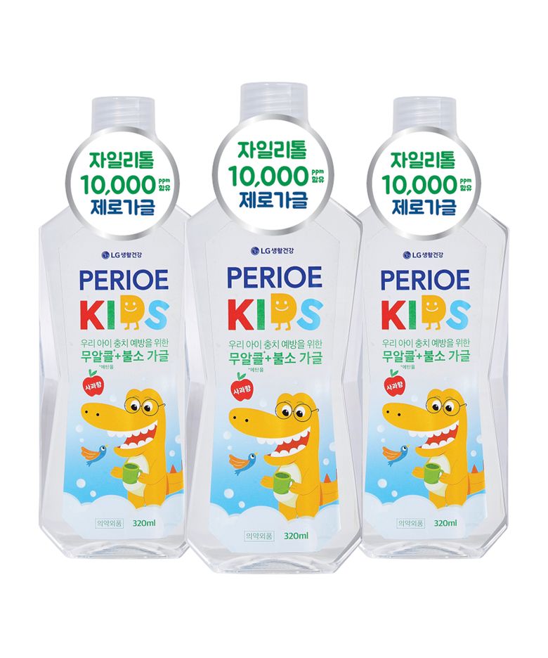 키즈 자일리톨 10000 무알콜 제로가글 사과향 320ml x 3개
