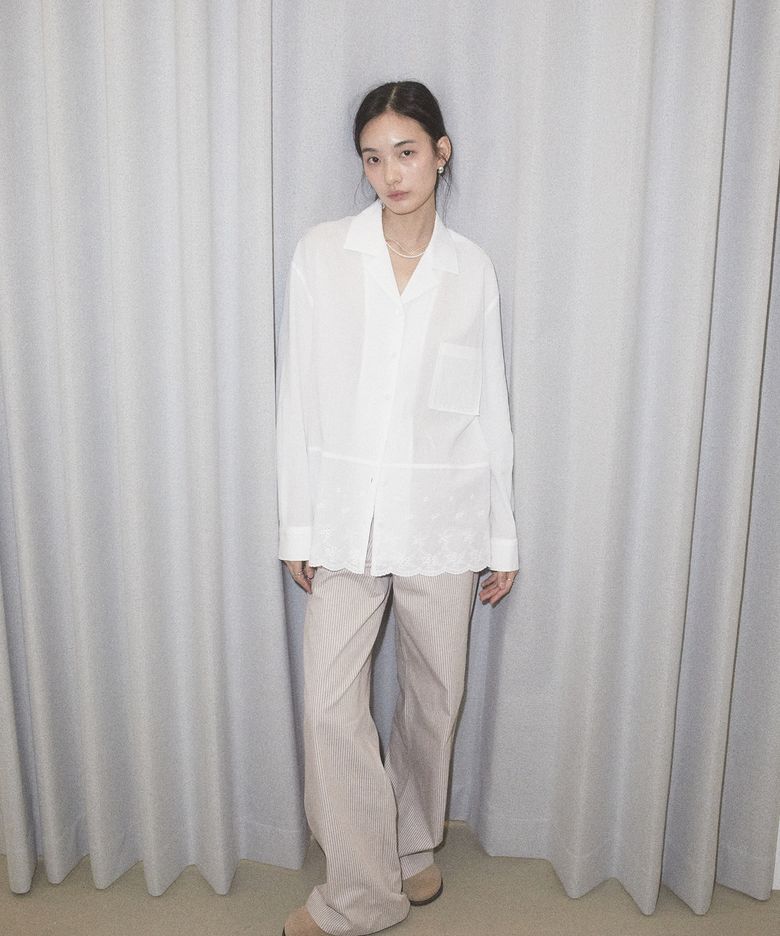 Two way overfit lace shirt_White