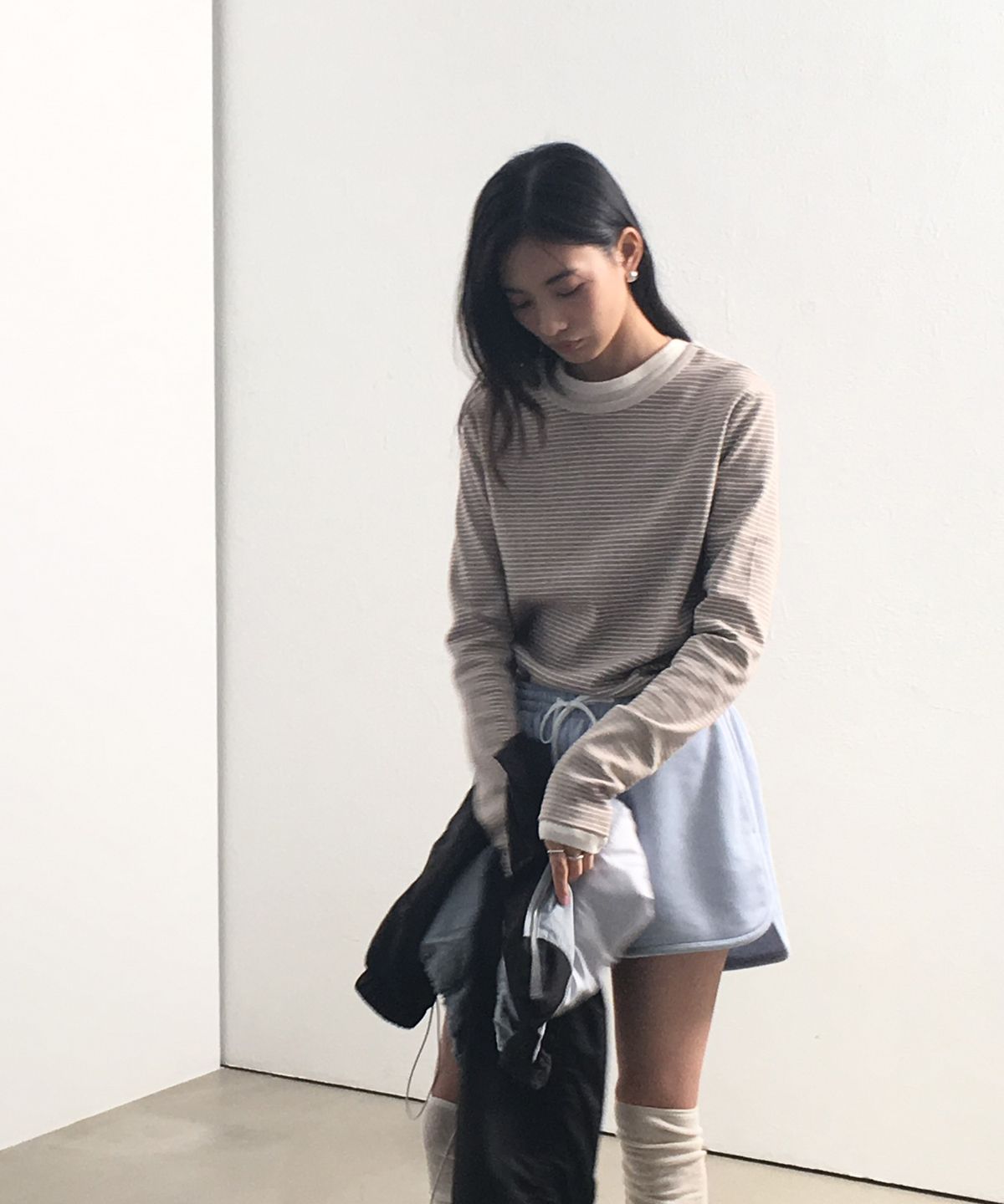 잇터(ITER) Classic layered stripe t-shirt_Brown