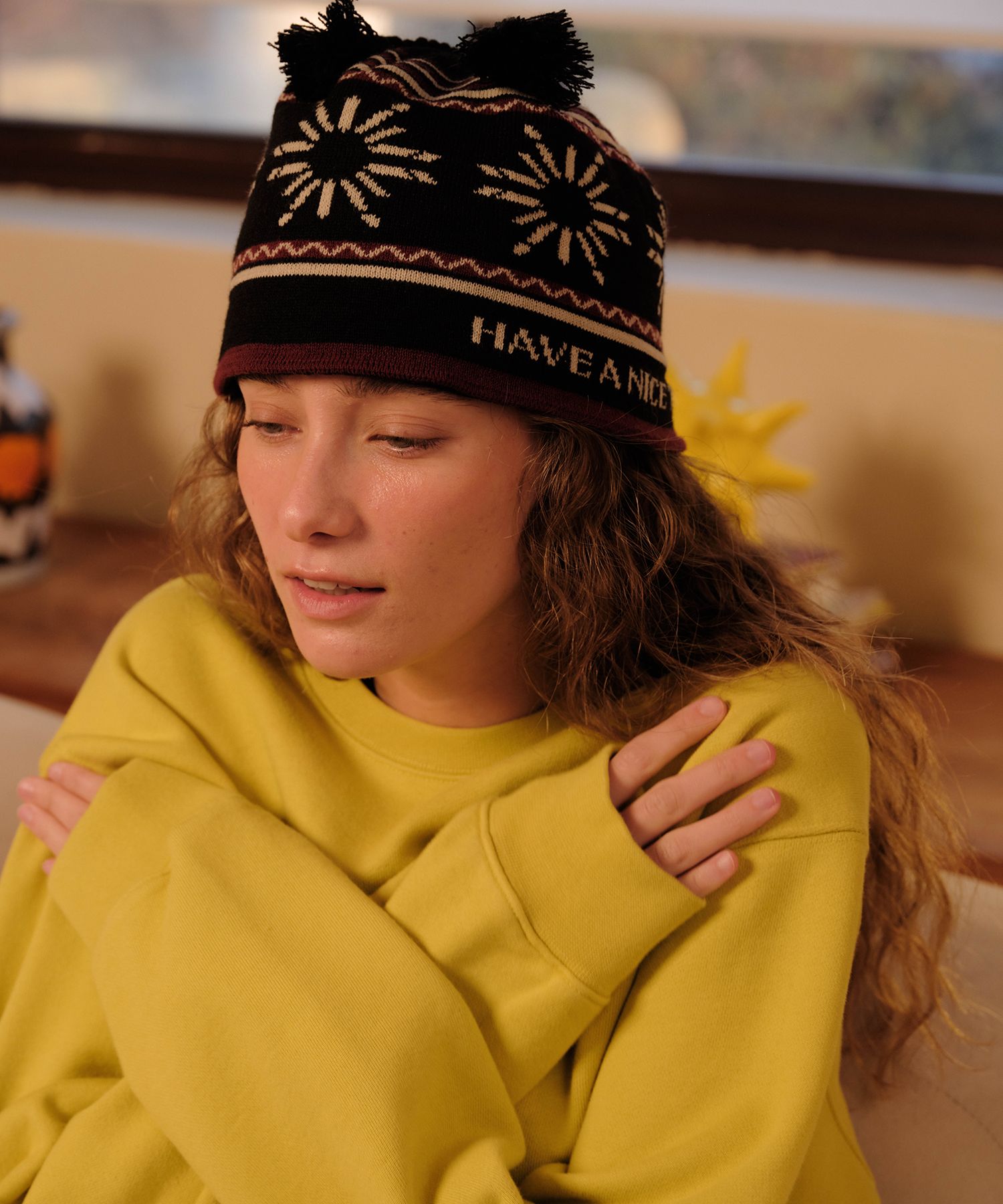 MUSINSA公式 | HELLO SUNRISE HS Symbol Tassel beanie_Black