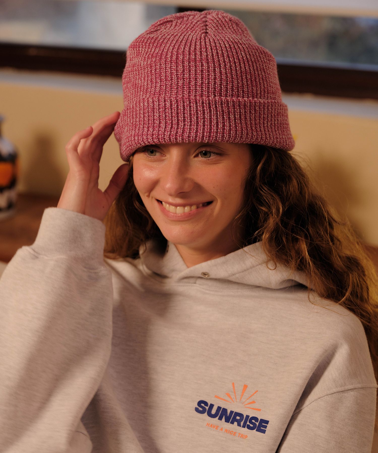 【HELLO SUNRISE】 Two Tone Heather Beanie / 追跡付 MUSINSA公式 | HELLO SUNRISE Two Tone Heather Beanie_Pink