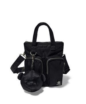 베어 키링 나일론 멀티 포켓 크로스백 (S)_블랙