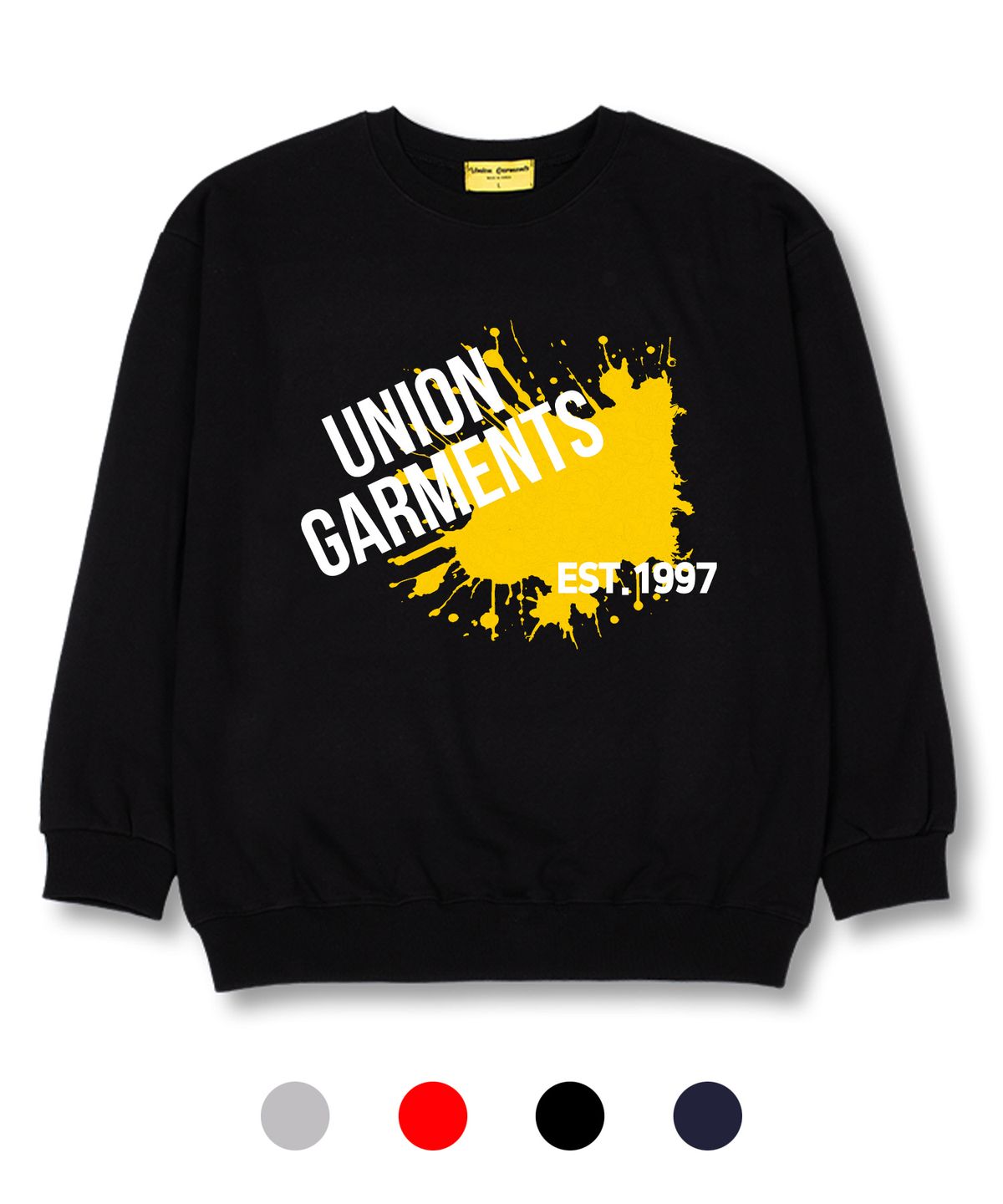 유니온가먼츠(UNION GARMENTS) 원컬러페인팅 쭈리 오버핏 맨투맨 티셔츠