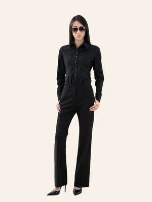 미드 웨이스트 테일러드 슬랙스 (블랙)