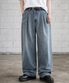핀턱 빈티지 워싱 벌룬핏 와이드 데님팬츠(Blue)