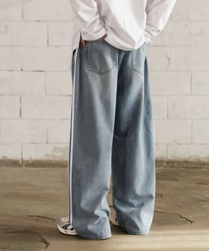 핀턱 투라인 벌룬 와이드 데님팬츠
