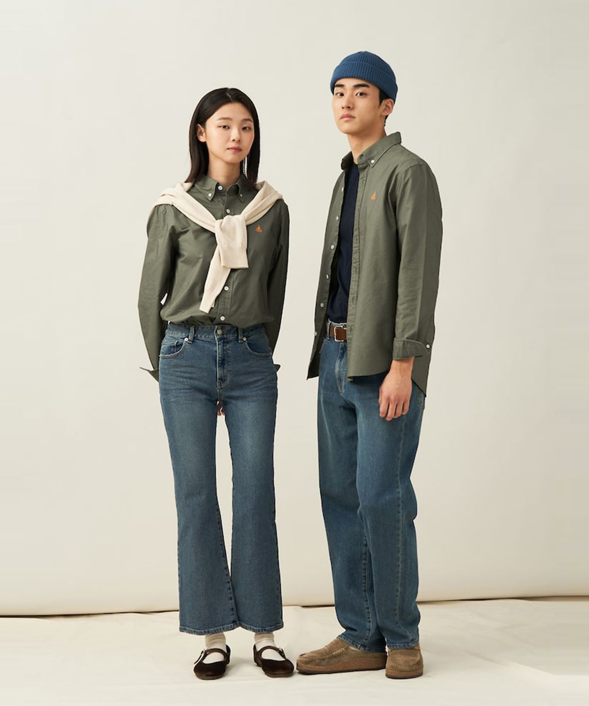 빈폴 멘(BEANPOLE MEN) [Essential] 남녀공용 옥스퍼드 솔리드 셔츠  카키