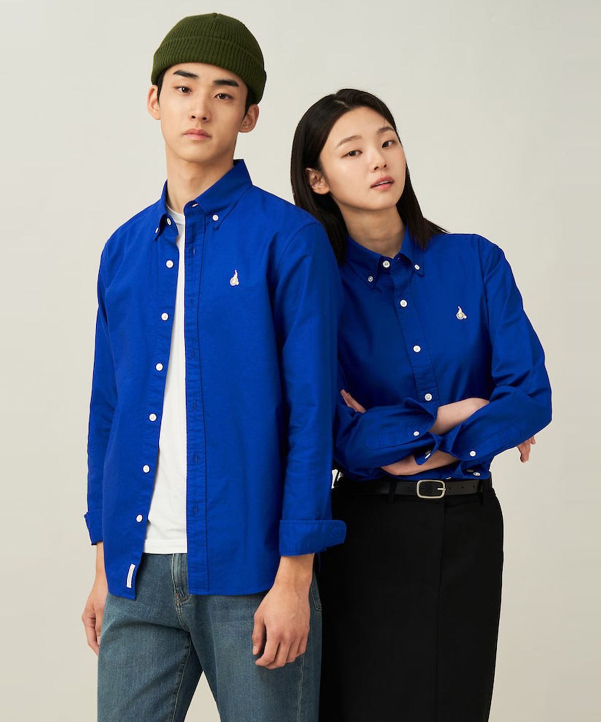 빈폴 멘(BEANPOLE MEN) [Essential] 남녀공용 옥스퍼드 솔리드 셔츠  블루