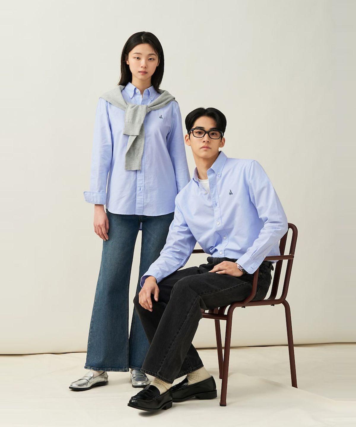 빈폴 멘(BEANPOLE MEN) [Essential] 남녀공용 옥스퍼드 솔리드 셔츠  스카이 블루