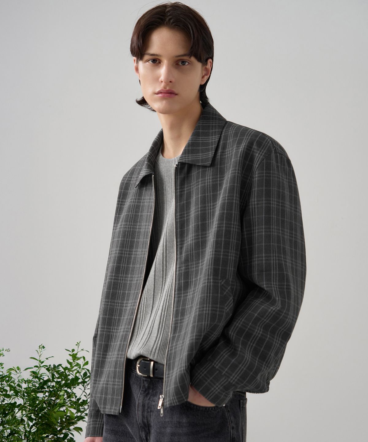 드로우핏(DRAW FIT) 스테이블 레이어 체크 자켓 [GREY]