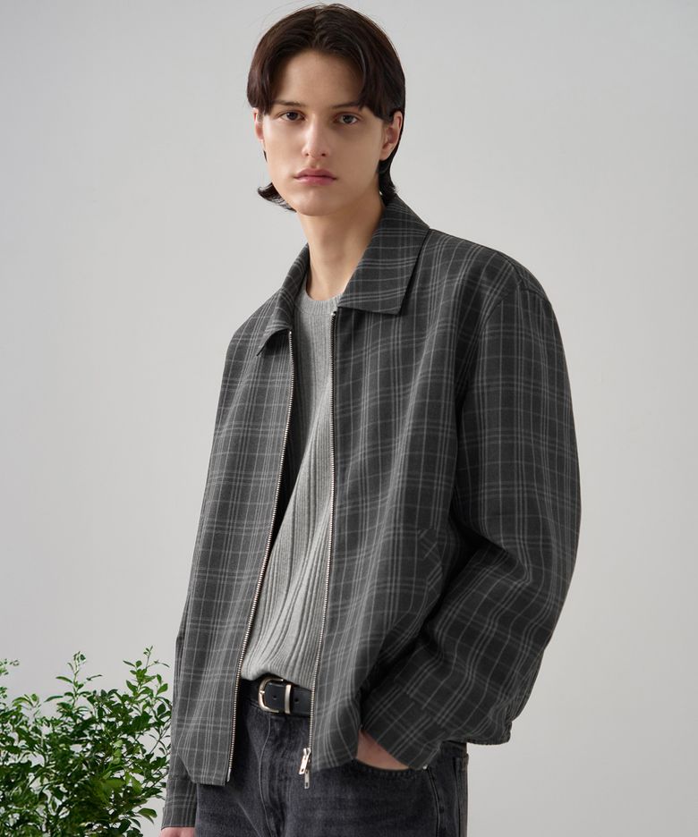 스테이블 레이어 체크 자켓 [GREY]