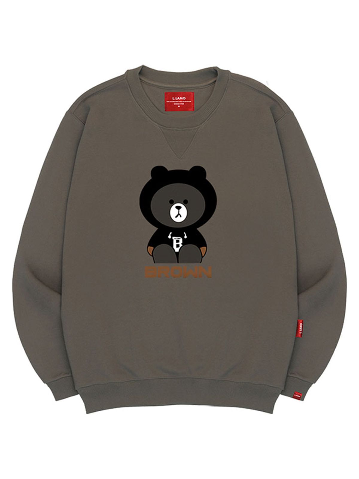 엘라모(LLAMO) 브라운베어 맨투맨 남녀공용 빅사이즈 S~4XL