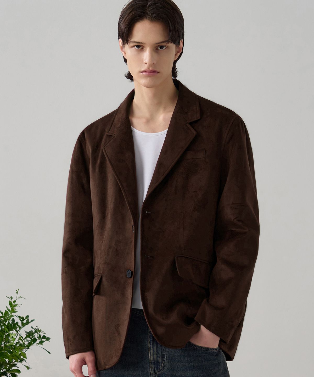 드로우핏(DRAW FIT) 플루이드 싱글 스웨이드 블레이저 [CHESTNUT BROWN]