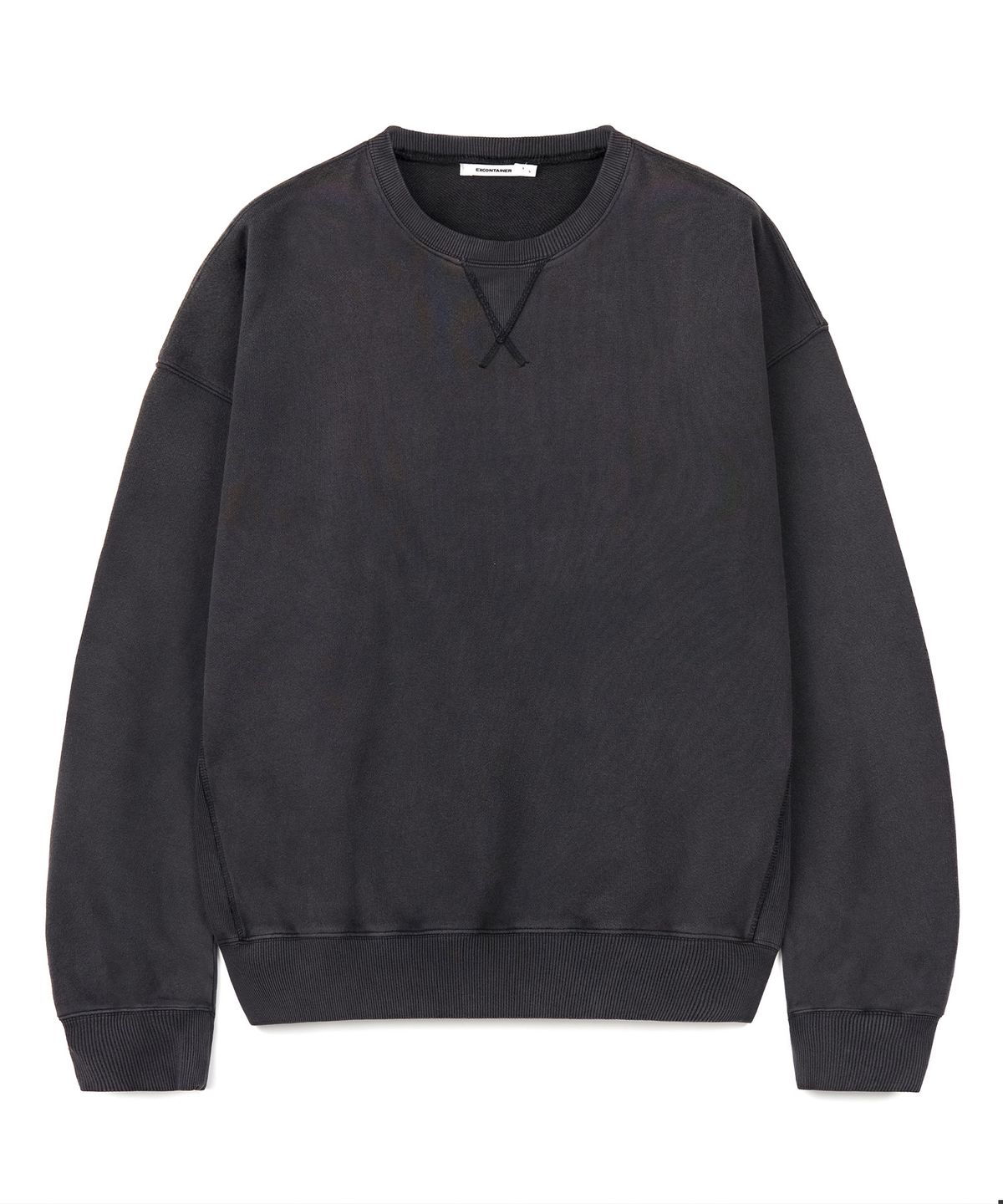 엑스컨테이너(EXCONTAINER) VTG 워시드 라운드 스웻 셔츠 (CHARCOAL)