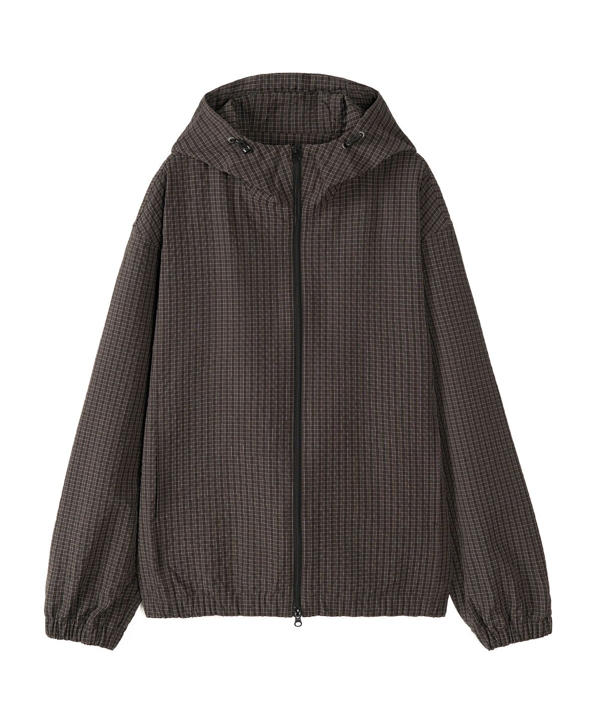 엑스컨테이너(EXCONTAINER) 스퀘어 체크 윈드 후드 자켓 (DEEP BROWN)