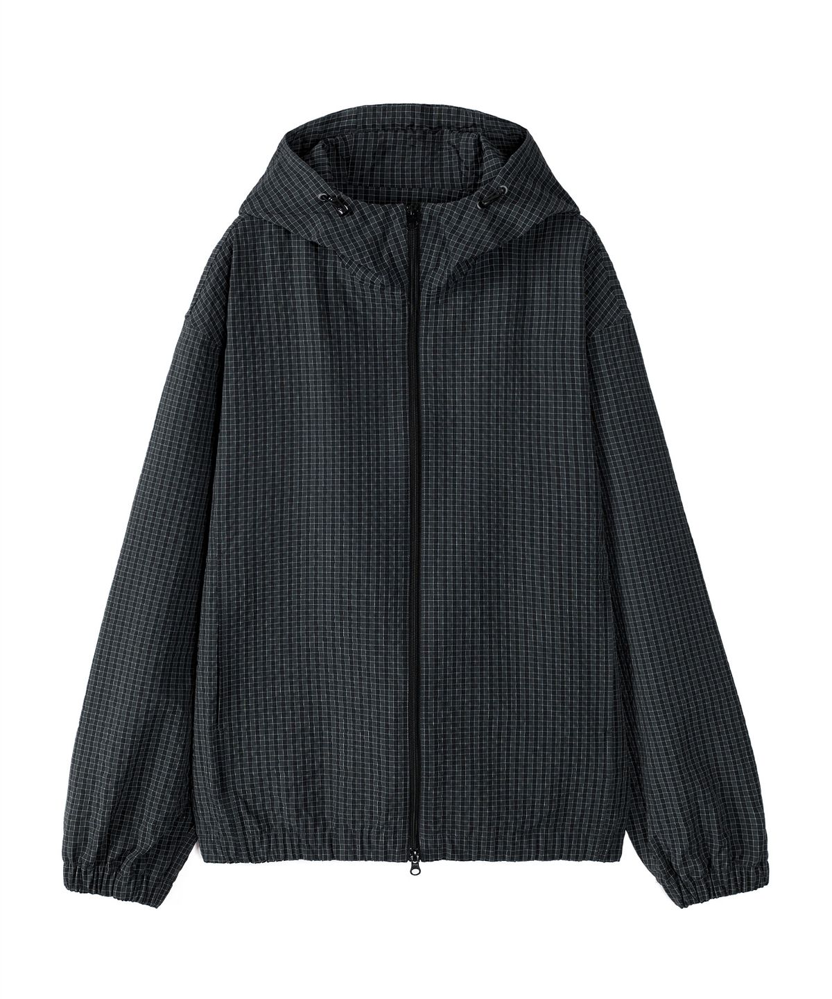 엑스컨테이너(EXCONTAINER) 스퀘어 체크 윈드 후드 자켓 (DARK GREEN)