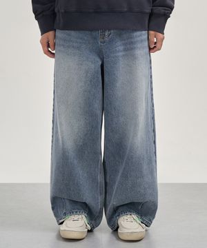 워시드 와이드 벌룬핏 데님 팬츠 (FADE BLUE)