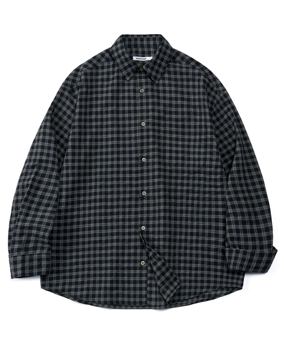 엑스컨테이너(EXCONTAINER) 모던 스모크 체크 셔츠 (SAGE GREY)