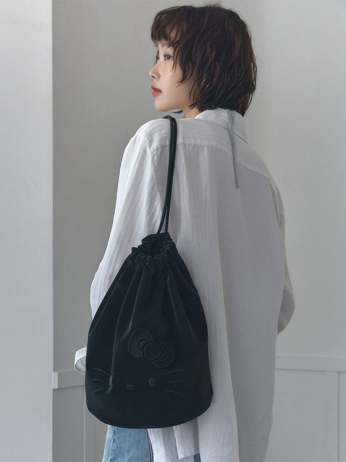 조셉앤스테이시(JOSEPH&STACEY) Haze String Backpack Hello Kitty Black