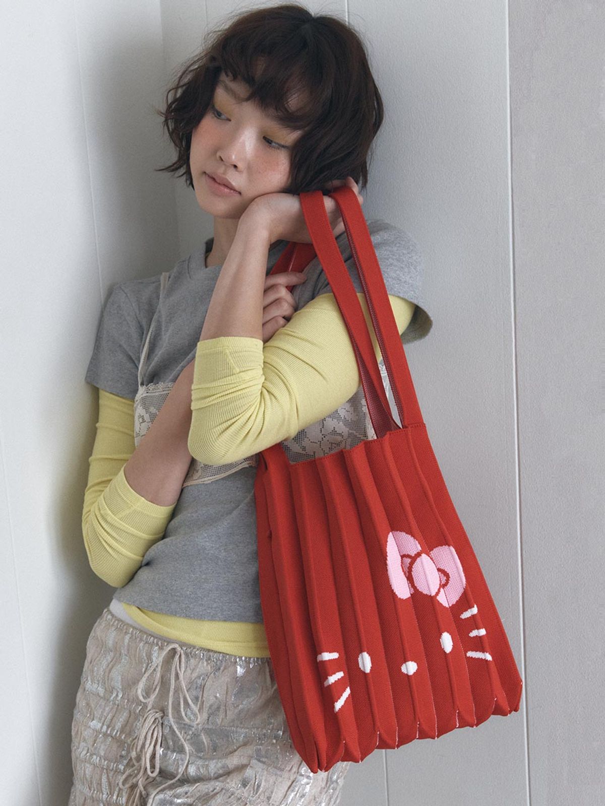조셉앤스테이시(JOSEPH&STACEY) Lucky Pleats Knit M Hello Kitty Barbados Red