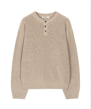 리브드 라운드 헨리넥 니트 (OATMEAL)