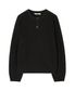 리브드 라운드 헨리넥 니트 (BLACK)