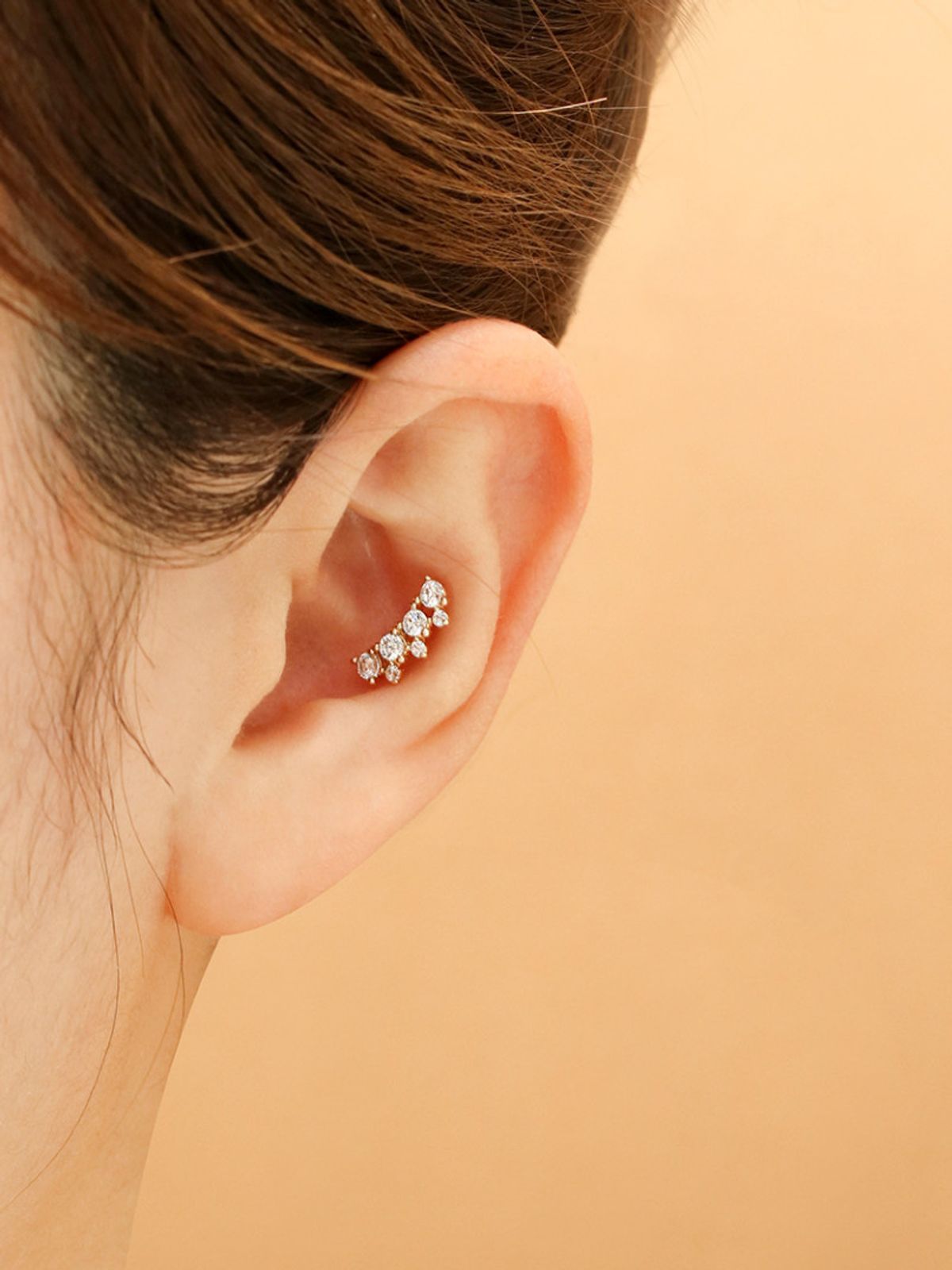 미니멀피어싱(MINIMALPIERCING) 14K 블링 크라운 큐빅 피어싱 귀걸이
