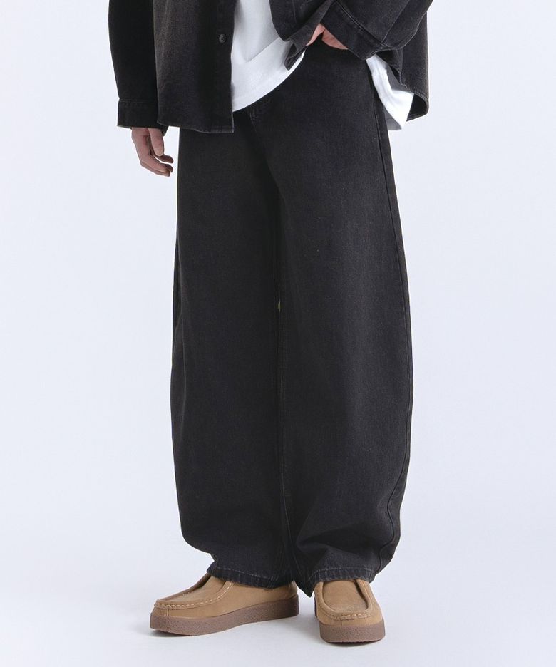 세미 벌룬 데님 팬츠 블랙