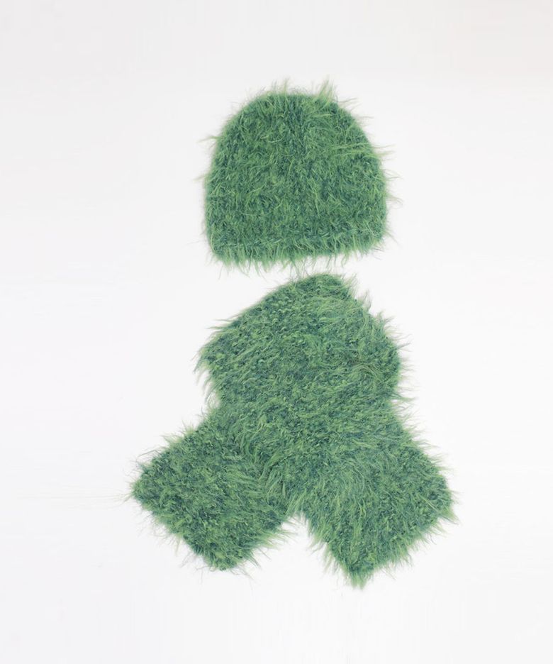 핸드메이드 알파카 퍼 비니 목도리 Handmade Alpaca fur - Green