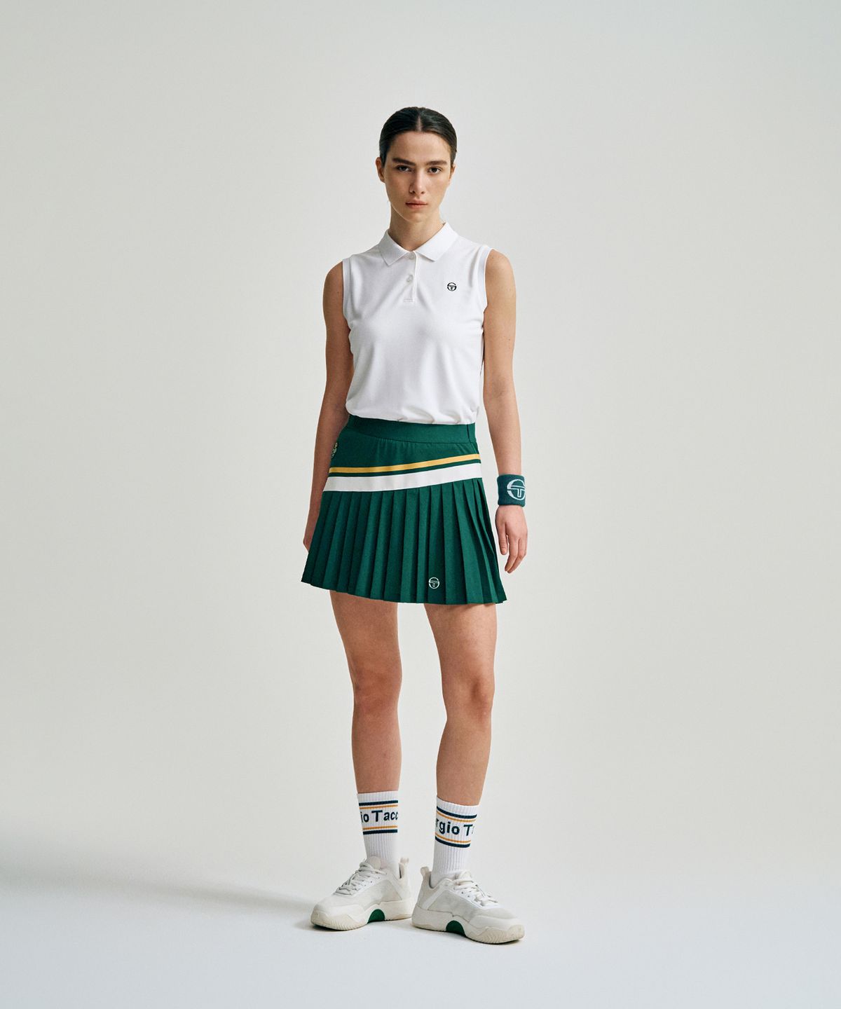 세르지오 타키니(SERGIO TACCHINI) W MC 스크래치 스태프 플리츠 스커트 (Green)